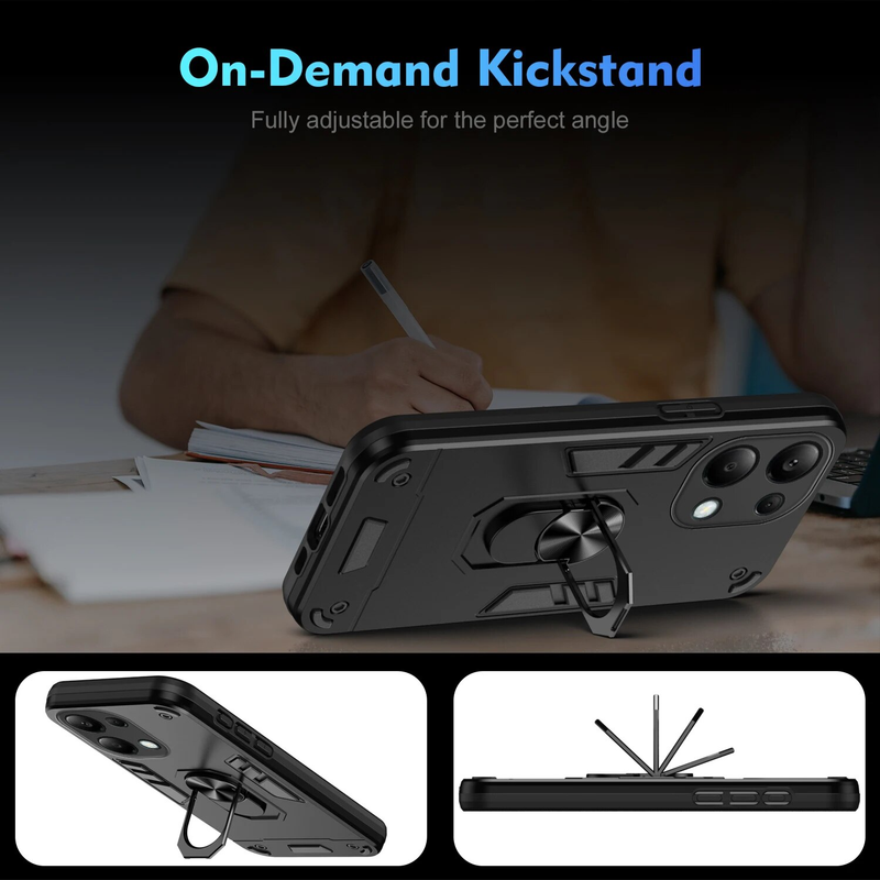 M6 4G Hart Mat Ring Magnet Schockbeständeg Armor Schutz Réckhülle Fir Xiaomi POCO M5S M4 Pro Shell_voghion.com