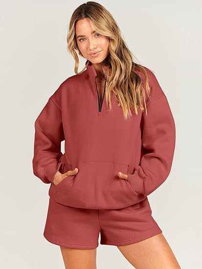 Women's Clothing Three quarter Pants Solid Color Sweater Pocket Two piece Set _voghion.com