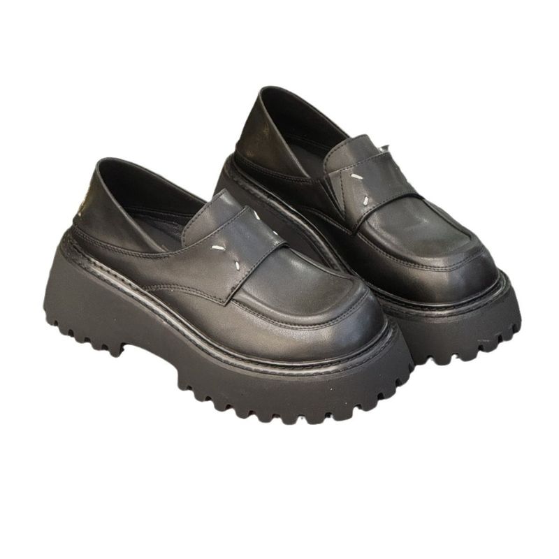 Real Le Fu Für Damen Frühling Und Herbst Kleine Lederschuhe, Britische 2025 Neue Runde Zehe Dicke Sohle Höhe Zunehmende_voghion.com