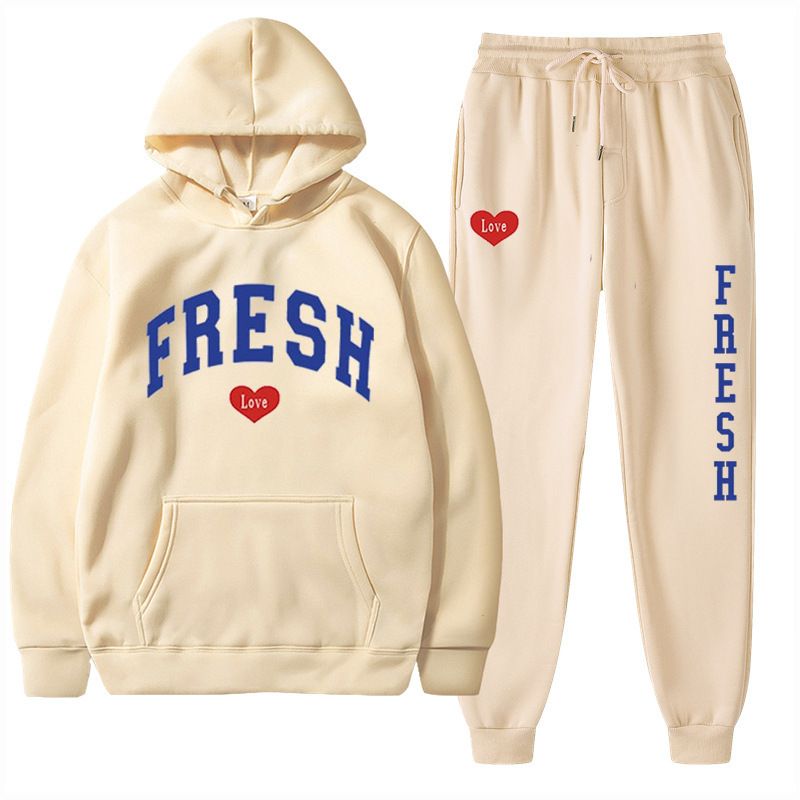 mode bedrukte herfst en winter fleece warme hoodie, casual sport dames set_voghion.com