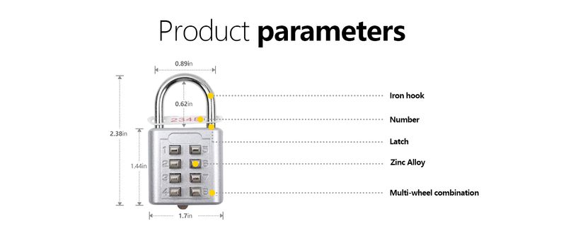 8-digit Combination Outdoor Button Waterproof Fixed Random Code Padlock Zinc Alloy Luggage Travel Smart Lock With No-Key Anti-theft_voghion.com