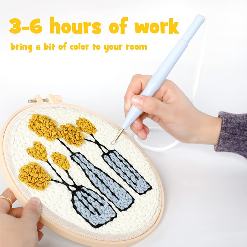 RUOPOTY Abstrakt Beach Scenery Broderi Kit Punch Needle Craft Mønster Trykt Håndarbejde Home Decoration_voghion.com