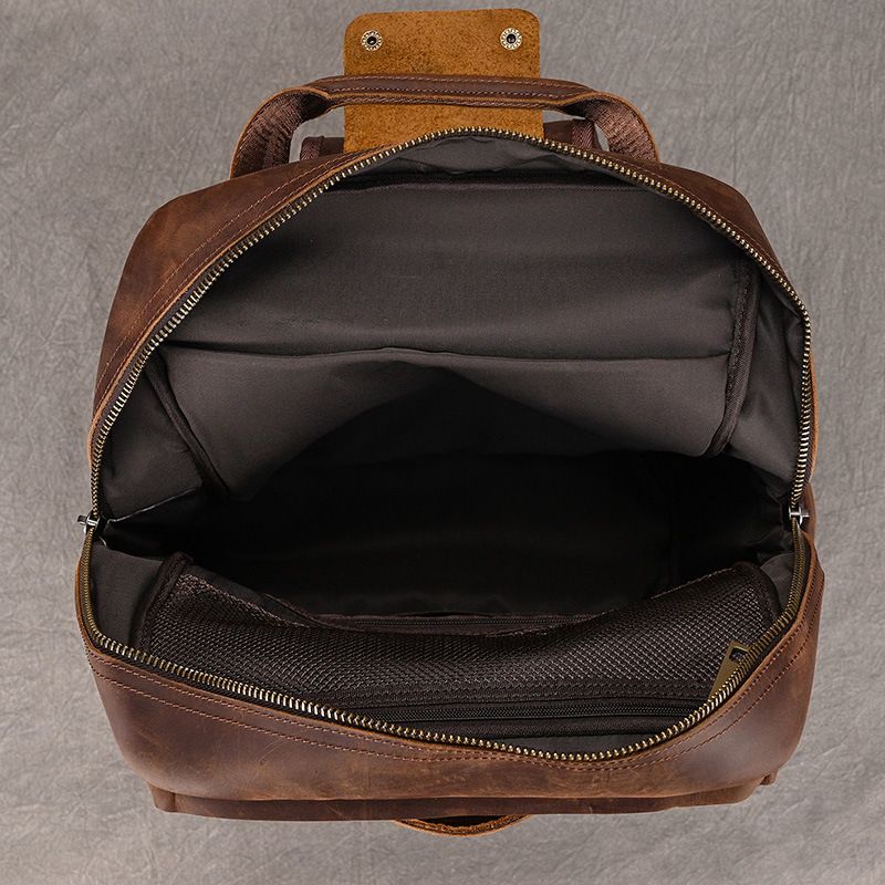 Crazy Horse Photography Men's Large Capacity Backpack Cowhide Travel Outdoor Genuine Leather DSLR Camera Bag_voghion.com