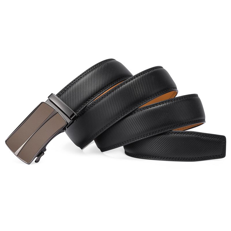 Neuer Herrengürtel Zweilagiger Rindsledergürtel für Jugendliche mit automatischer Schnalle Herrengürtel für Jeans_voghion.com