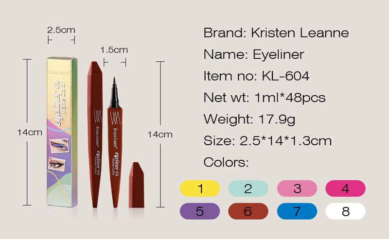 KRISTEN LEANNE siyah teknoloji ultra ince yedek fırça mat çabuk kuruyan bulaşmayan renkli göz kalemi_voghion.com