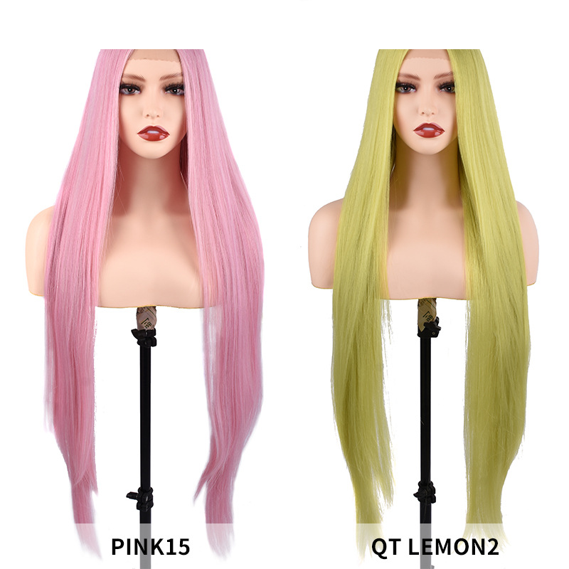 Xuchang Rebecca vendita calda fibra chimica anteriore pizzo copricapo femminile parrucca capelli lisci lunghi capelli sintetici_voghion.com