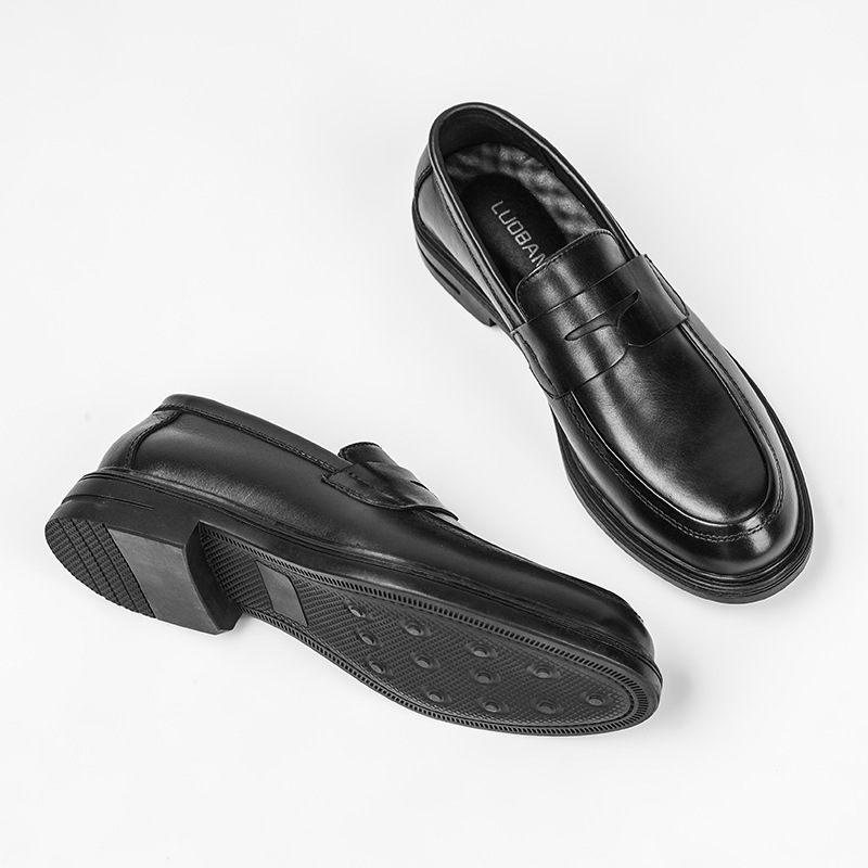TerraStride Frühlingsleder Atmungsaktive Casual Top Layer Rindsleder Business Herrenschuhe Derby Round Toe Loafers_voghion.com