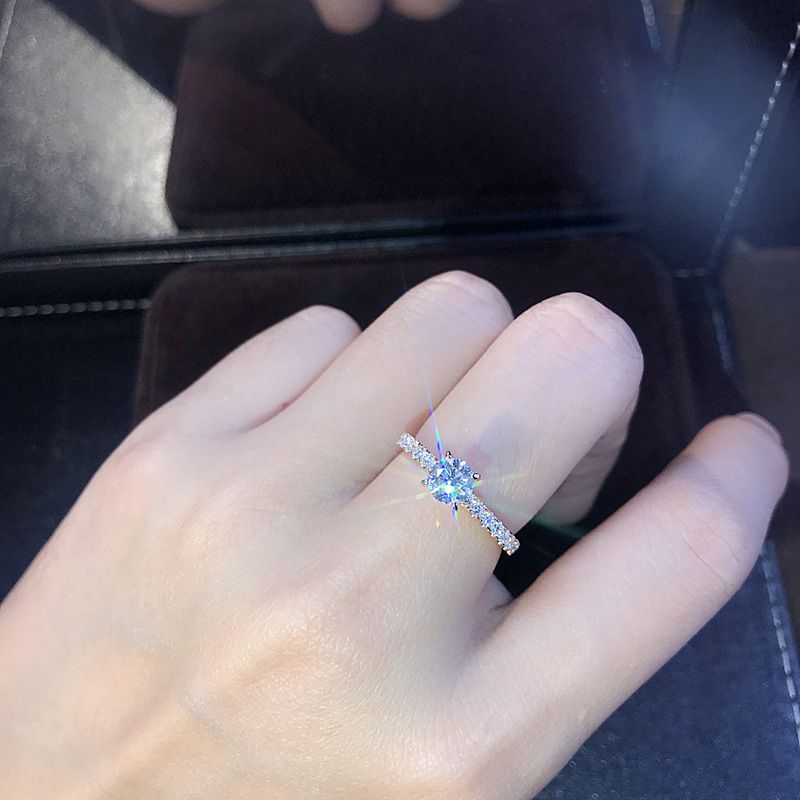 Anello Sanjie semplice S925 placcato in argento con zircone simulato, si prega di ordinare una fede nuziale_voghion.com