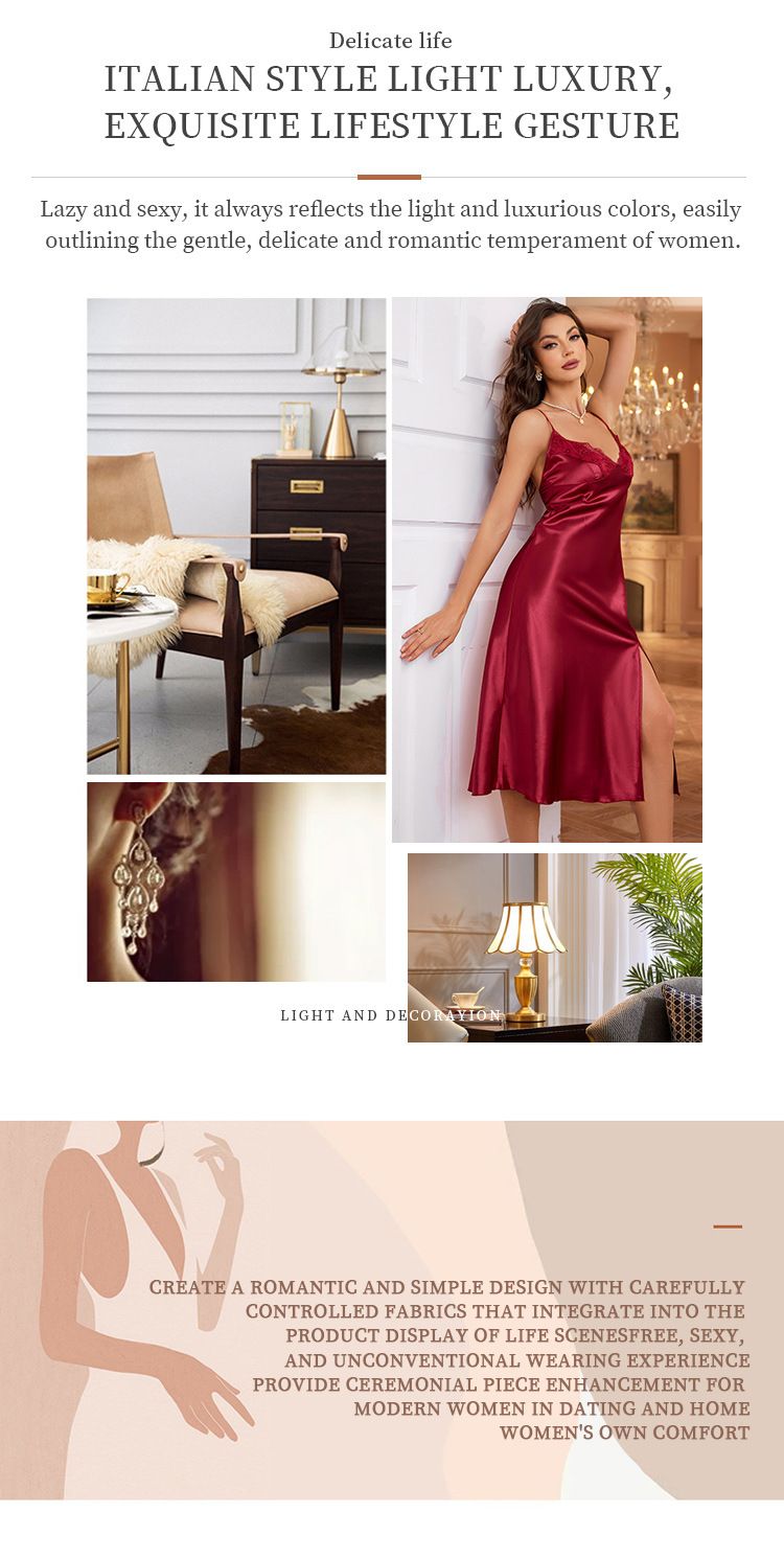 Lingerie in stile Daenerys per donna, in seta ghiacciata, da indossare in casa, alla moda estiva, con spalline sexy, camicia da notte_voghion.com