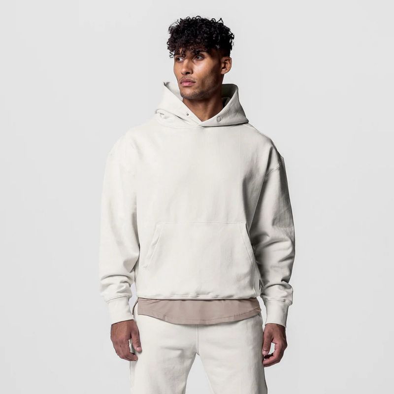 Schwerer Kapuzenpullover für Herren – Übergroße Passform, Design mit überschnittenen Schultern, Baumwollmischgewebe für Fitnessstudio, Laufen und Freizeit_voghion.com