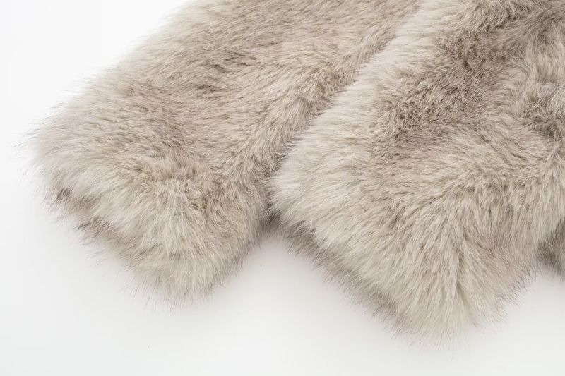 Damenbekleidung Pelz Großer Revers Pelzmantel Kurzer modischer Fuchspelzmantel Flauschiger Plüsch Damenbekleidung_voghion.com