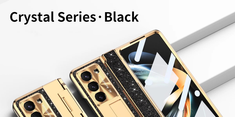 RENGZ Plating Leather Stand Hinge Protection Case Samsung Galaxy Fold 5 3 With Screen Protector Cover For Z Fold5_voghion.com