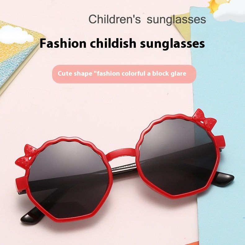 Novos óculos de sol com decoração de laço, óculos de sol estilo ocidental para meninas, resistentes a raios UV e com protetor solar para crianças_voghion.com