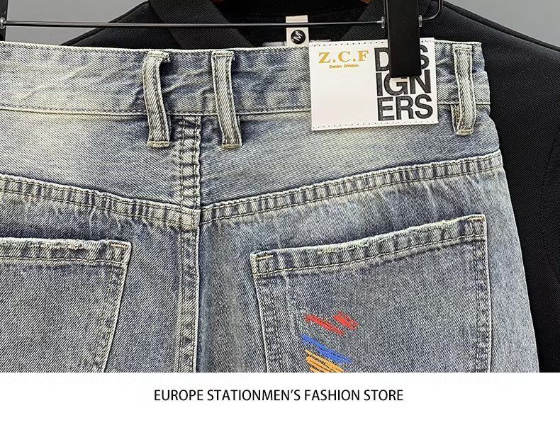 Herrenbekleidung Sommer Dünne Mode Ripped Patch Denim Shorts Herren Trendy Marke All Match Cat Whisker Distressed Beggar Five Point Pants_voghion.com