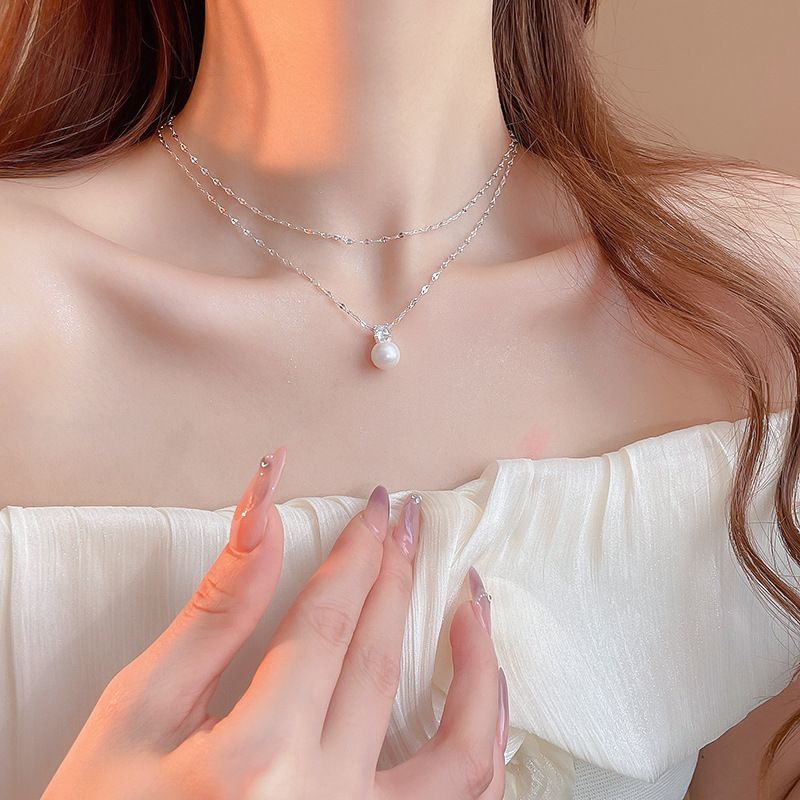 Collana con ciondolo di perle a strati minimalista e di alta qualità in stile francese, catena per clavicola alla moda e alla moda, nuovo accessorio di alta qualità_voghion.com