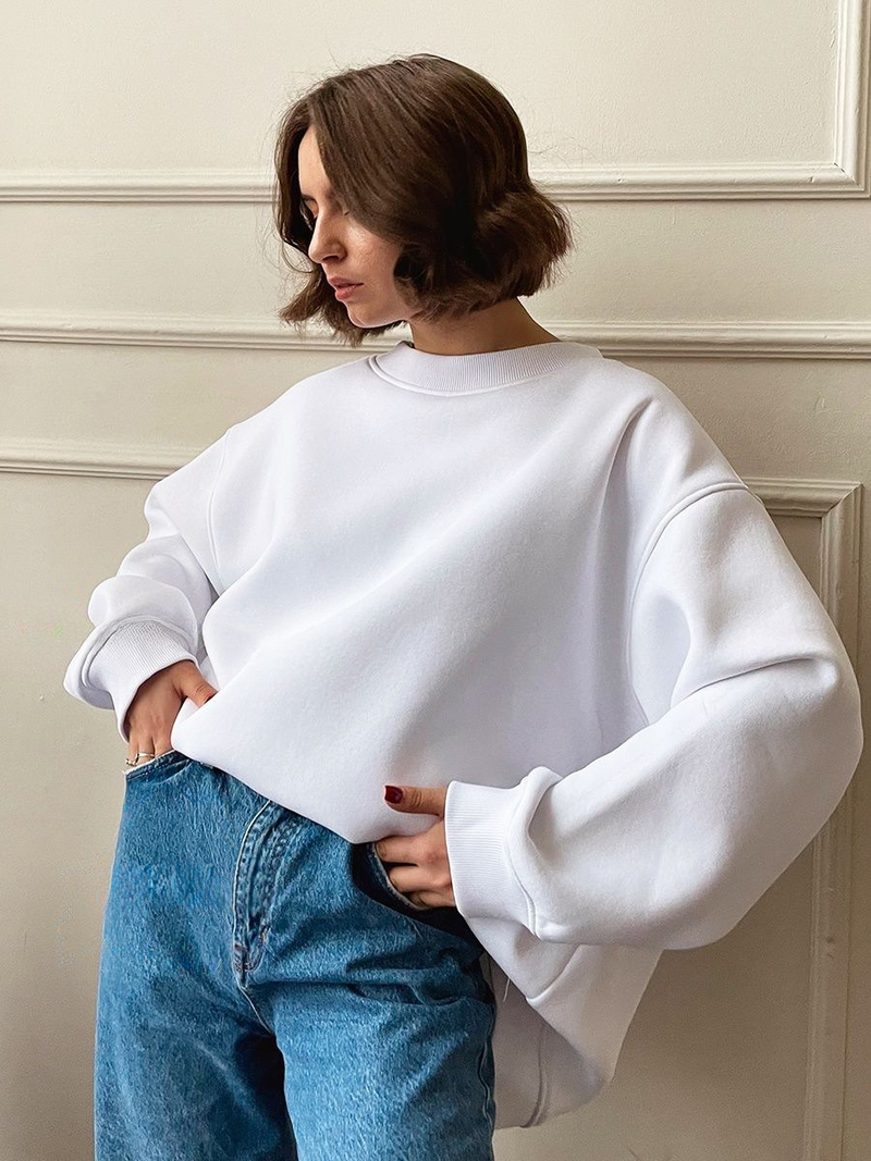 Robe femme col rond sweat à capuche ample femme_voghion.com