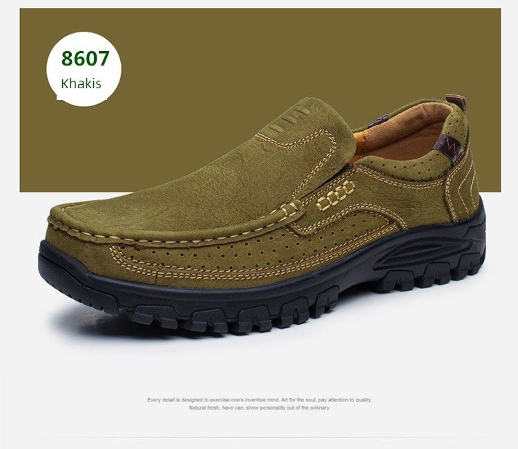 Genuine Leather Spring And Autumn Leisure Camel Shoes For Men_voghion.com
