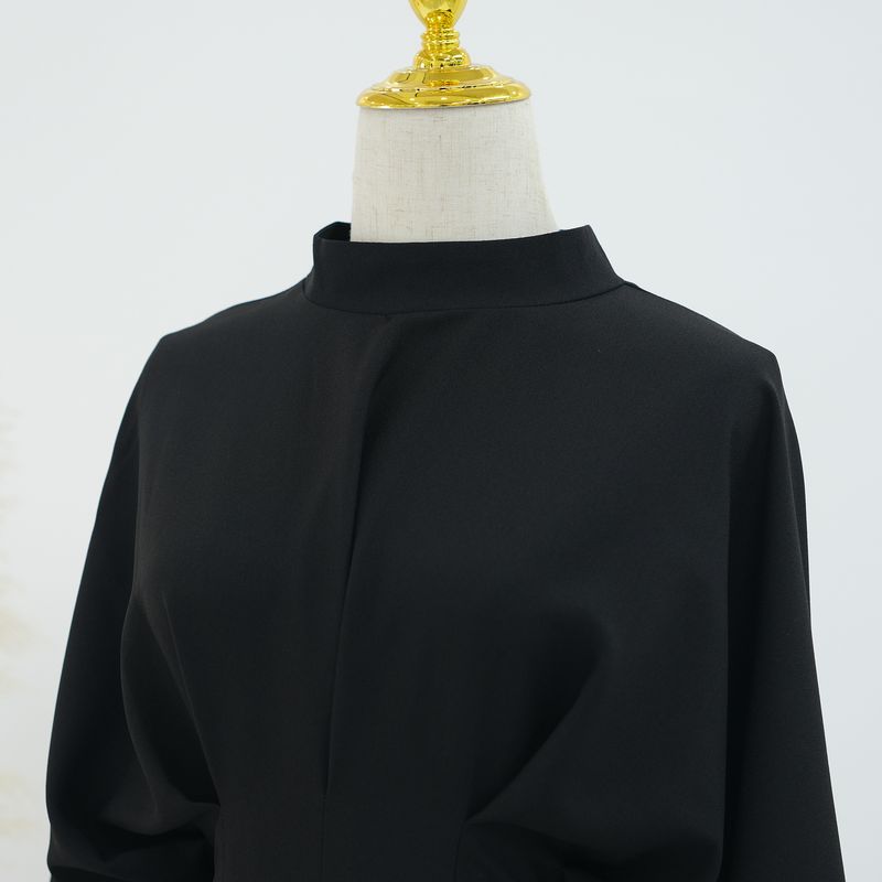 Abbigliamento donna Medio Oriente Turchia Dubai Abito tinta unita con maniche a palloncino Lr728_voghion.com