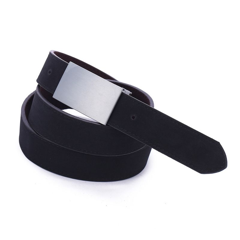 Cinture da uomo Fibbia a piastra rotante Cinture popolari transfrontaliere Cinture in pelle di vacchetta bifacciale alla moda e casual Produttori all'ingrosso_voghion.com