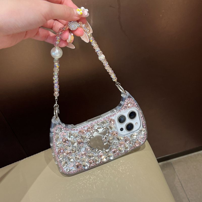 3D Bling Diamant Strass Handyhülle für iPhone 17 Air 16 15 14 Plus 13 12 Pro Max 11 Glitzer Glitzer Handtasche Stil Hülle_voghion.com