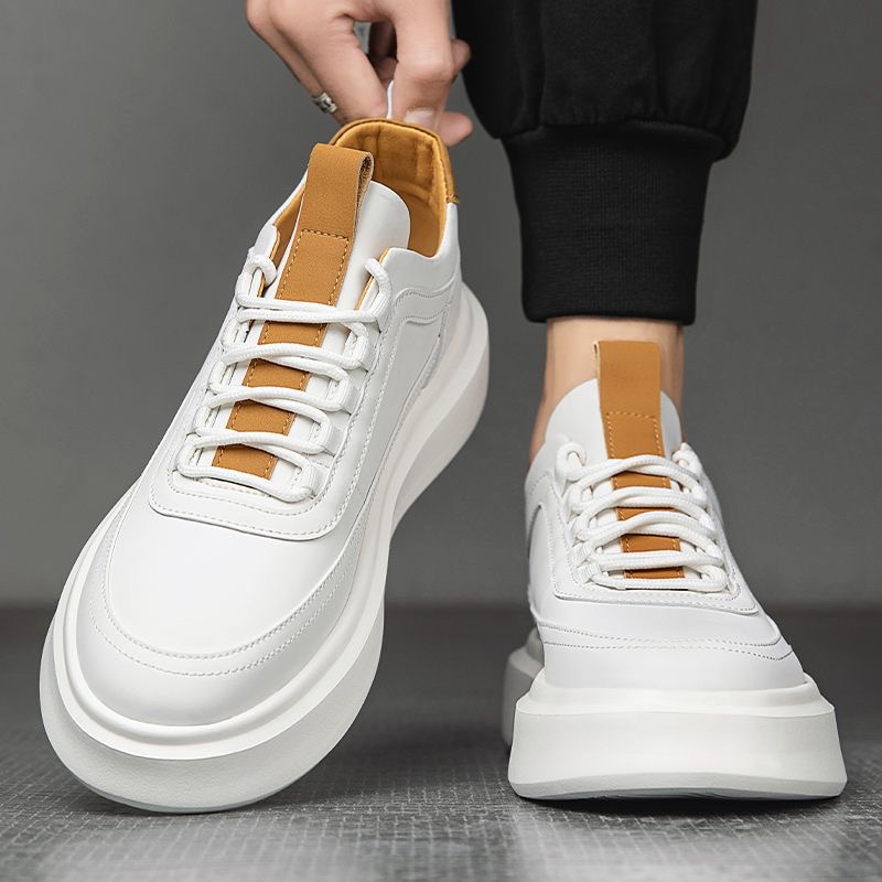 2025 Sommer Neue Herren Atmungsaktive Trend Vielseitige Board Mit Erhöhten Dicken Casual Weiche Sohle Kleine Weiße Schuhe Für Männer_voghion.com