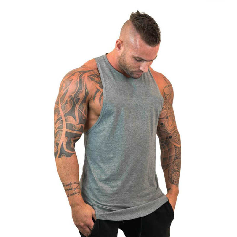 Canotta da uomo in puro cotone bianco, vestibilità ampia, gilet fitness, fondo inferiore, estate giovanile_voghion.com
