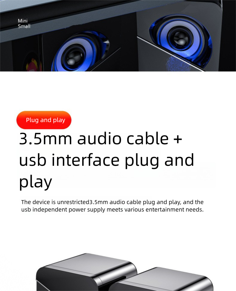 Computer Laptop Home Wired Bluetooth Small Desktop USB Mini Speaker Subwoofer_voghion.com