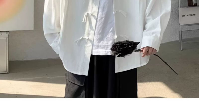 New Chinese Long Sleeved Shirt With Button Closure For Men's Spring And Autumn Designs, Oversized Tang Style Shirt,_voghion.com