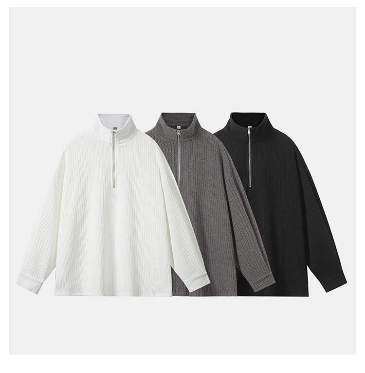 Streetwear-Pullover mit halbem Reißverschluss für Herren – Leichte, langärmlige Alternative zum lässigen Hoodie für den Herbst, lockere Passform, urbane Mode_voghion.com