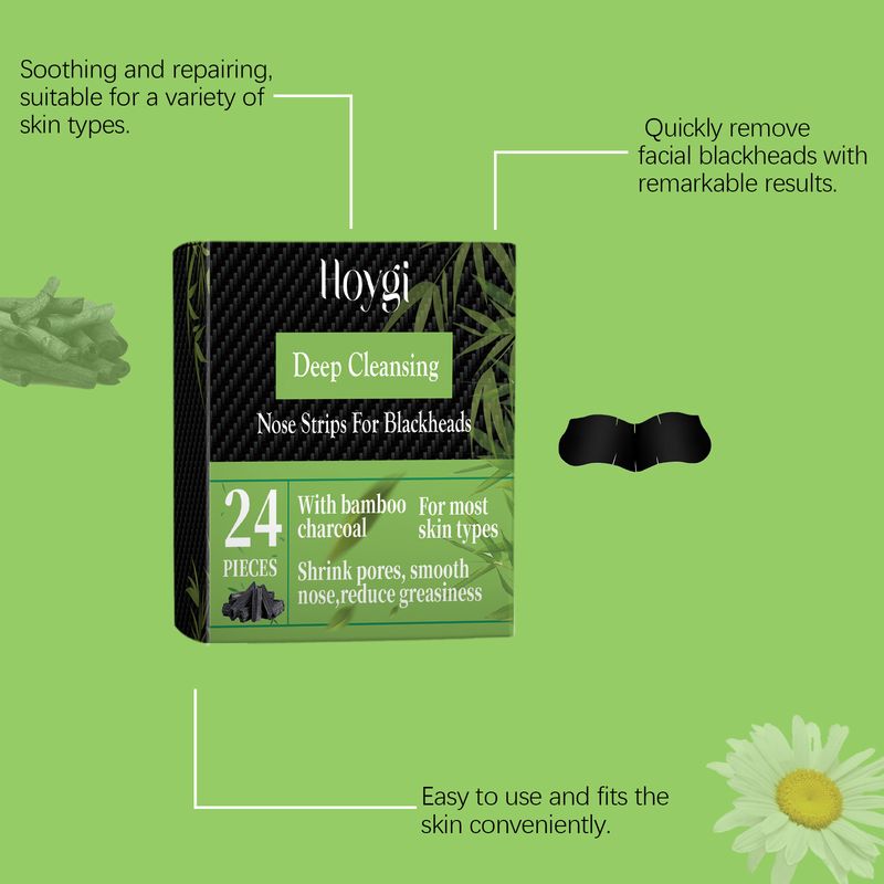 Hoygi Bamboo Charcoal Blackhead Patch, Delicate Skin Care Gently Clean Acne Strawberry Nose Narrow Pores Nose Cleaning Patch_voghion.com