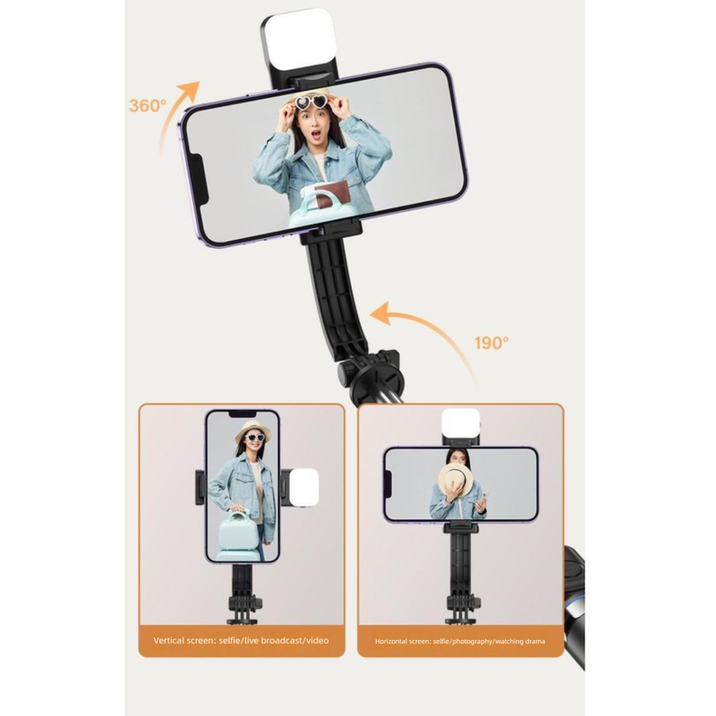 Kafeile Selfie Stick Multifunzionale Treppiede Bluetooth Portatile Supporto per Telefono con Streaming Live a 360 Gradi Foto Artefatto_voghion.com