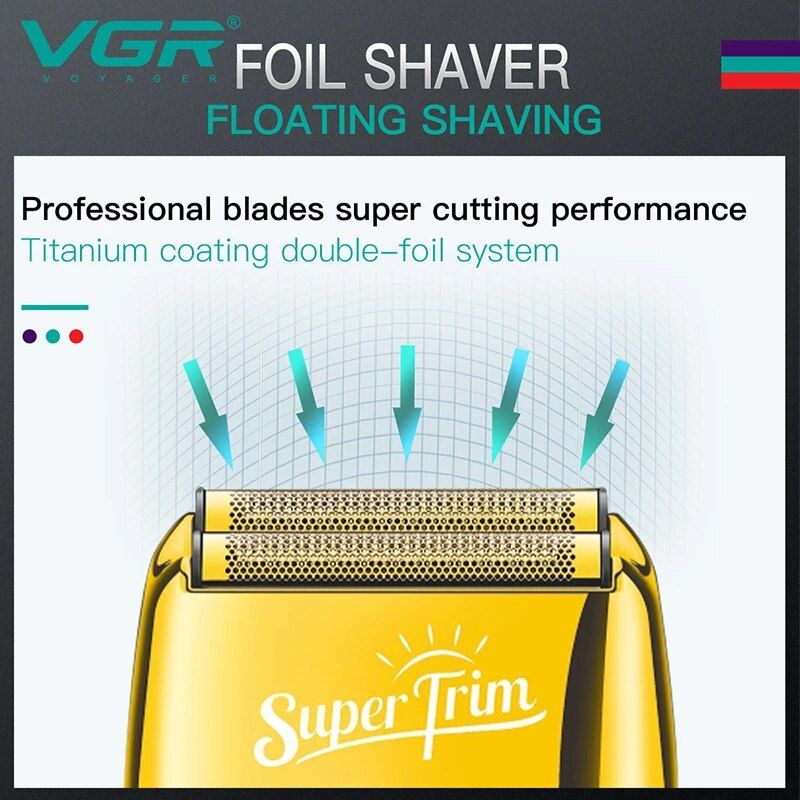 VGR Rechargeable 3-Speed Beard & Hair Shaver For Men Bald Head Shaving hine Barber Electric Razor With Extra Mesh_voghion.com