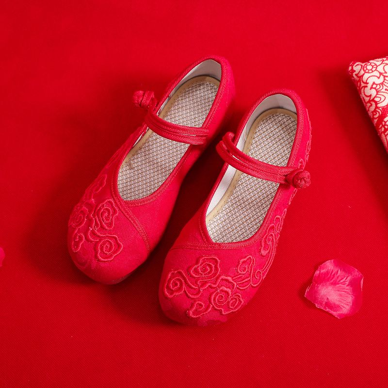 Flache Schuhe mit Kuhsehnensohle, einfarbige Damen-Einzelschuhe für Frühling und Sommer, bestickte Stoffschuhe, Teller_voghion.com