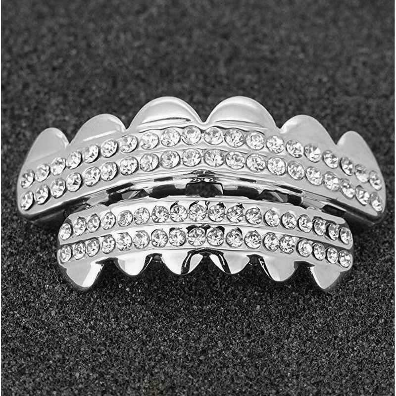 Gioielli Hip Hop per uomo e donna, Grillz placcati in oro con pietre CZ - Design geometrico, taglie 7-11, perfetti per feste, matrimoni e regali_voghion.com