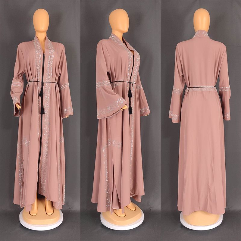 Robe musulmane burqa femme trompette robe à manches longues_voghion.com