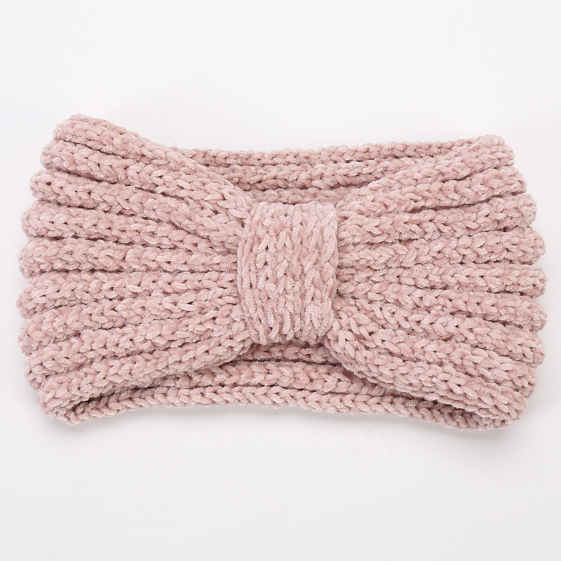 Accessori per capelli con fascia per capelli con fiocco in lana lavorata a maglia morbida, ispessita, alta elasticità e calda autunno/inverno da donna_voghion.com