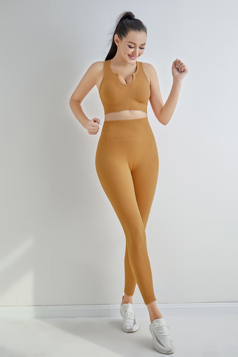 Vêtements de sport à séchage rapide, gilet de sport, soutien-gorge à dos nu, col en U, combinaison de yoga tricotée sans coutures, sensation haut de gamme_voghion.com