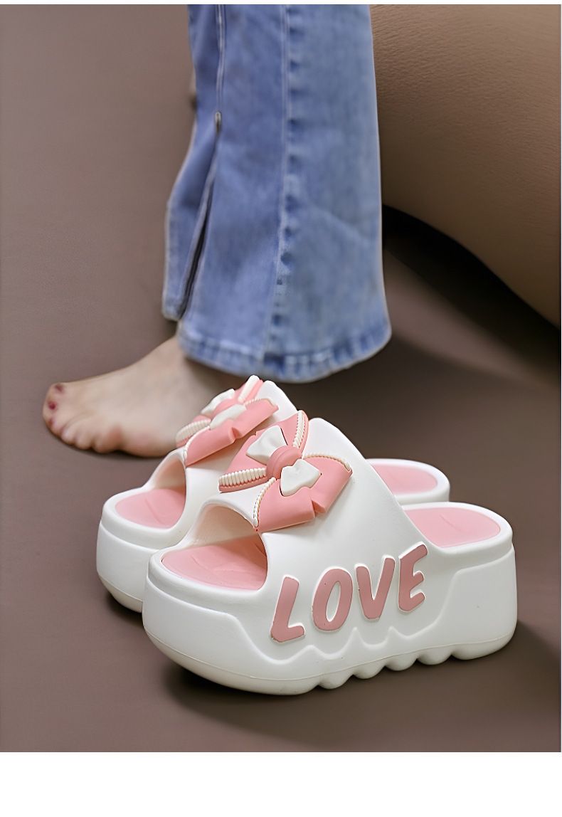 2025 Summer New Thick Bottom Women's High Heels, Home Fashion, Bow Tie Bow Tie, Bathroom Slippers, Can Be Worn Outside In Summer_voghion.com