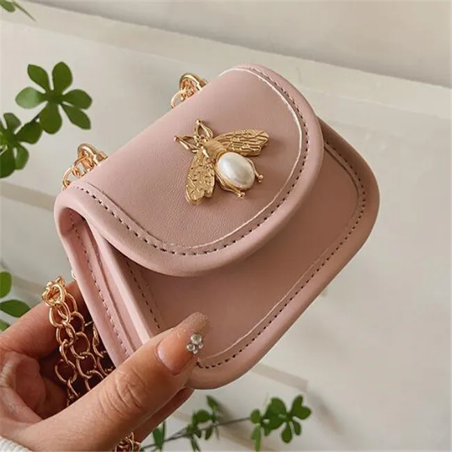 Monedero de abejas para niños, bolso de un solo hombro con cadena para niñas, bolsos de mensajero de diseñador para niños, Mini billetera de princesa para niños 2022_voghion.com