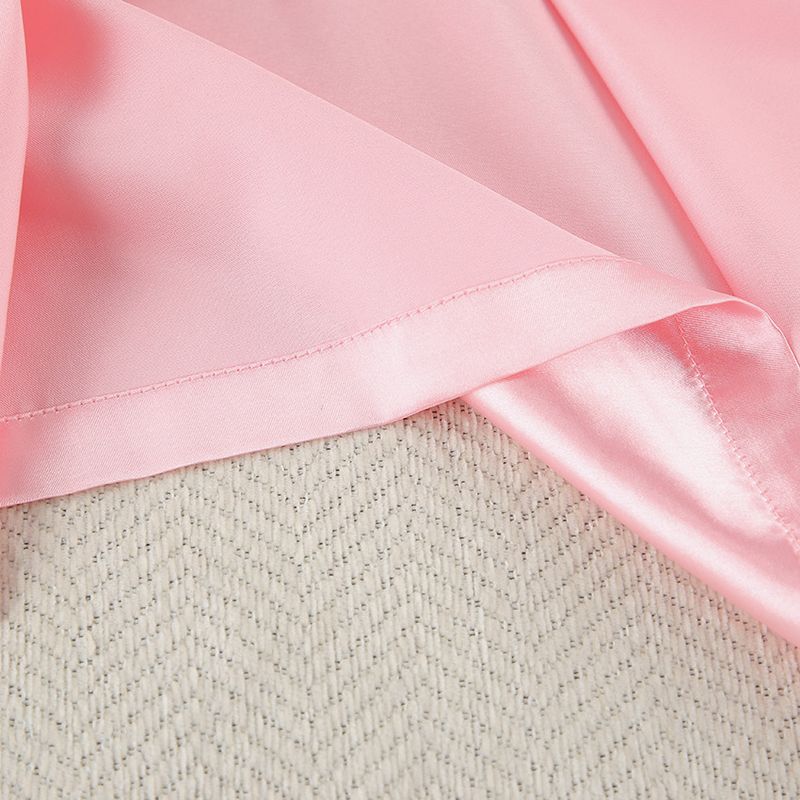 Women's Sleepwears Summer New Simulation Silk Fashion Breathable Pink Feather Mesh Short Nightgown Ladies Home Clothes_voghion.com