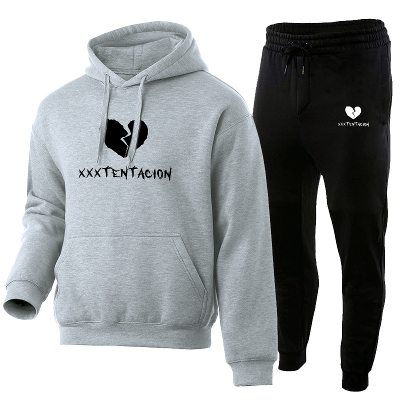Xxxtentacion bedrucktes Hoodie-Set aus Herrenpullover, Hose und weicher Sportbekleidung_voghion.com
