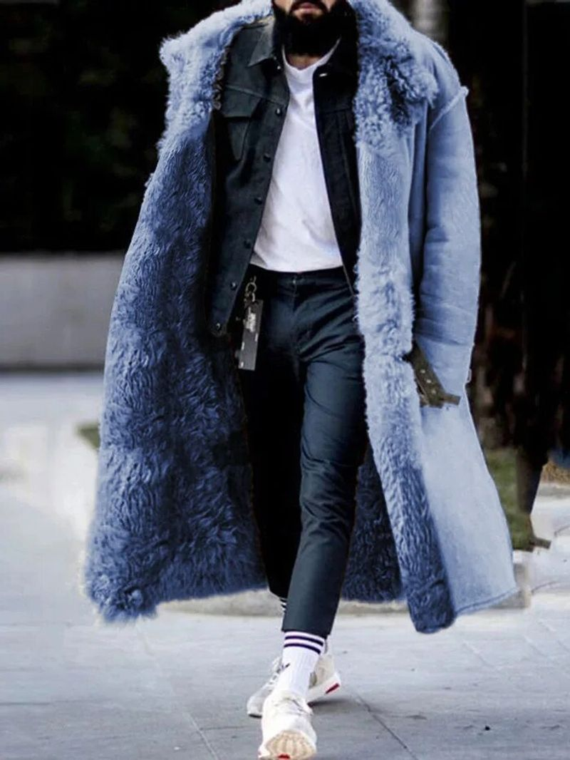Cappotto di pelliccia colorfast lunghezza a metà polpaccio caldo alla moda uomo inverno soprabito_voghion.com