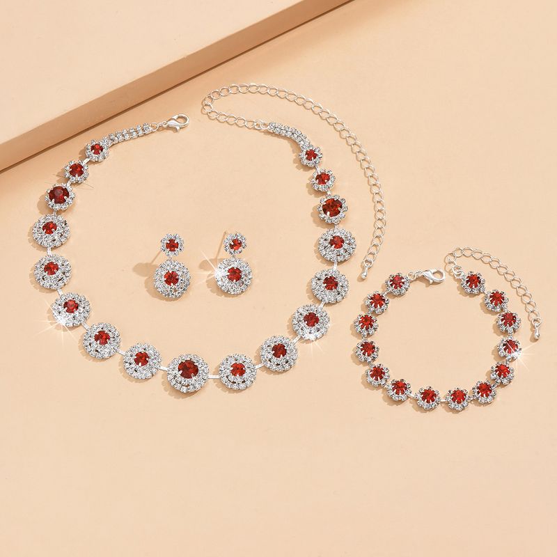 Set di gioielli da donna, moda sposa abito da sposa gioielli collana orecchini bracciale zaffiro blu semplice abito accessori_voghion.com