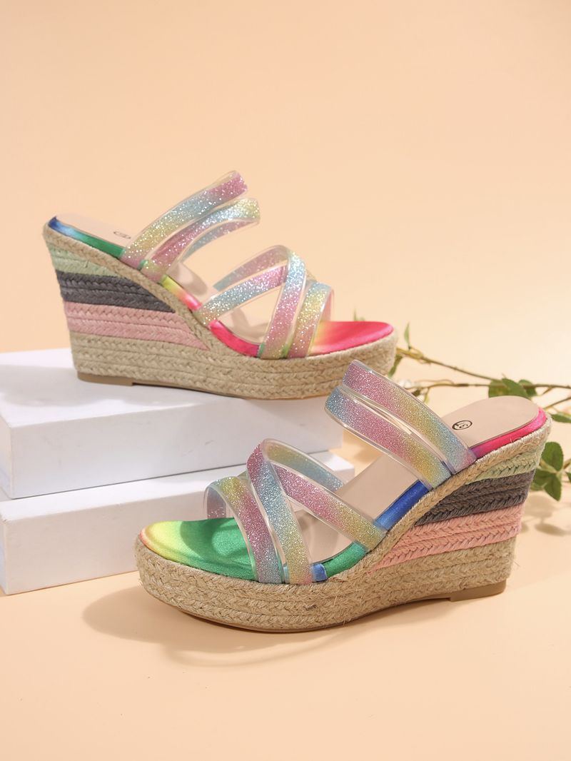 Scarpe da donna Primavera Nuove Altre Ciabatte Zeppe Tacchi alti colorati Sandali con tacco alto in gomma colorata_voghion.com