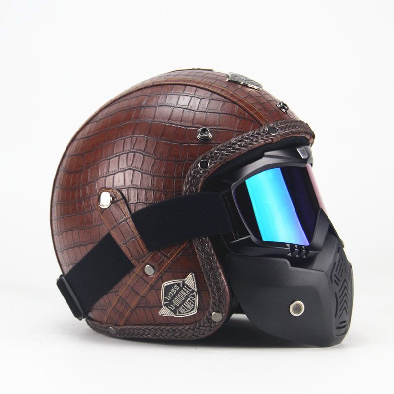 Εξατομικευμένο χειροποίητο δερμάτινο κράνος μισού καπέλου 3/4 για άνδρες και γυναίκες_voghion.com