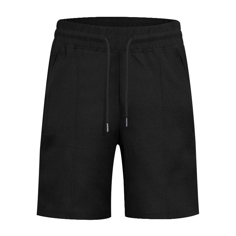 Cross-border Independent Station American Summer Casual Men's Tether Loose Henry Western Denim Waffle Short Sleeve Suit_voghion.com