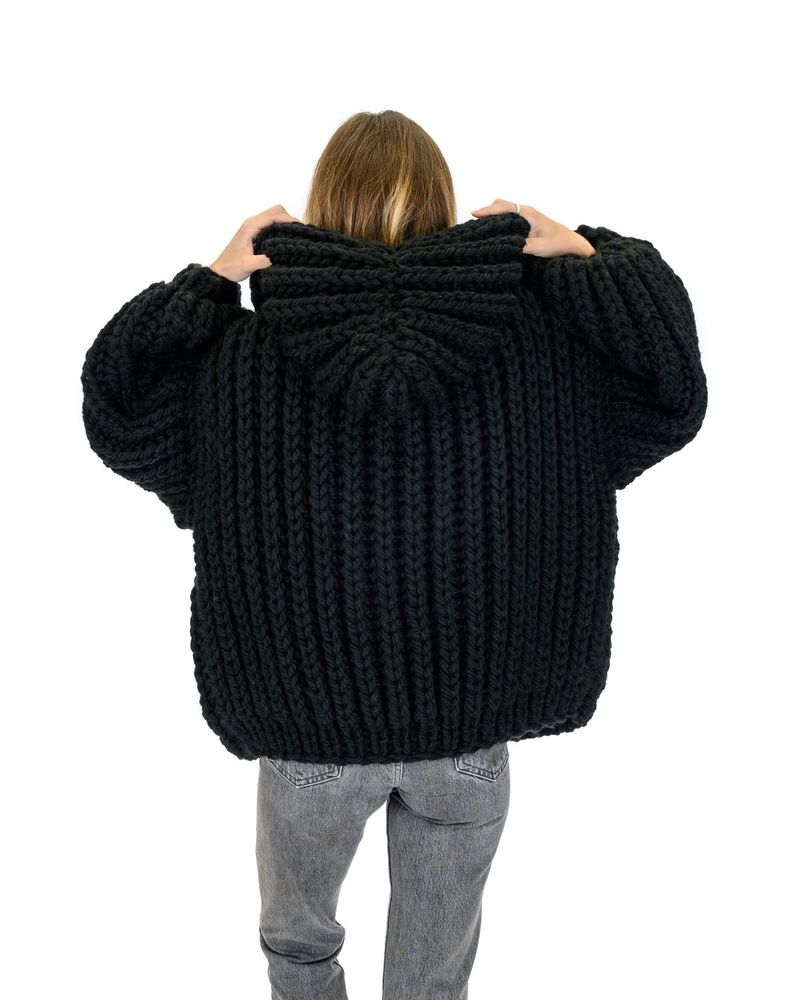 Suéter tipo cárdigan con capucha holgado y transfronterizo, suéter tejido a mano para mujer_voghion.com