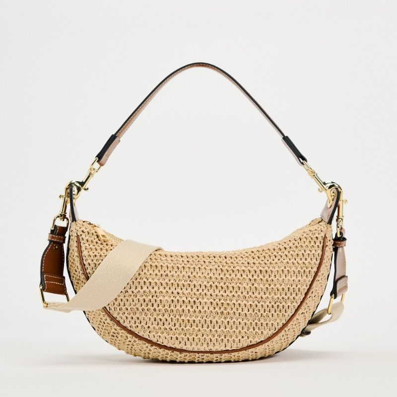 Borsa a tracolla da spiaggia piccola a mezzaluna in paglia da donna, nuova 2025, intrecciata_voghion.com