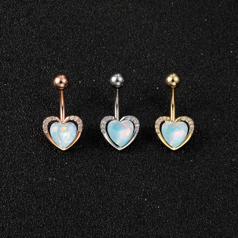 Piercing per ombelico a forma di cuore - Gioielli per il corpo in zirconia cubica rosa per donna, design di nicchia (acciaio chirurgico 316L, 14G/16G, ipoallergenico)_voghion.com