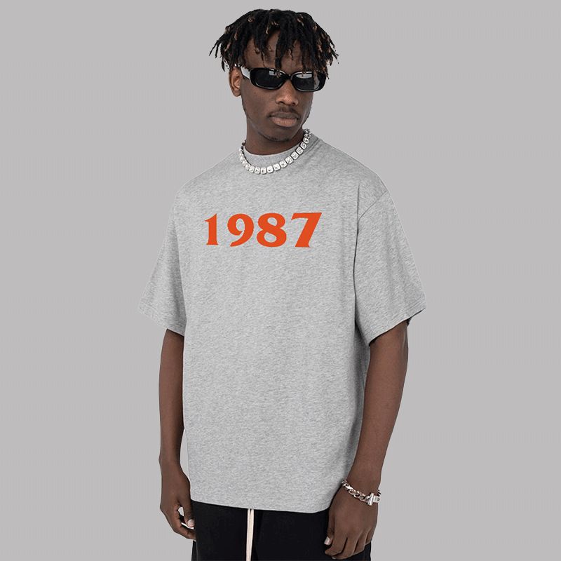 Men's Clothing 1987 Digital T Shirt Black Oversize Breathable Short Sleeves Men's Summer_voghion.com